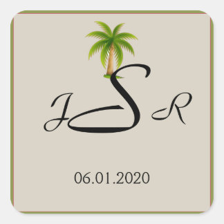 Tropical Palm Tree Monogram Sticker