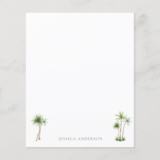Tropical Palm Tree Name Stationery (Front)