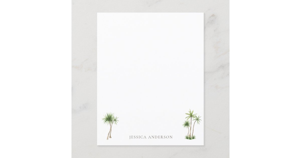 Tropical Palm Tree Name Stationery Zazzle