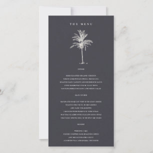 Tropical Palm Tree Navy Kraft Wedding Menu Card