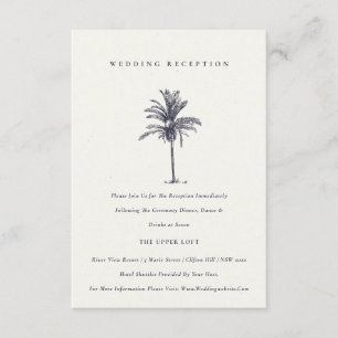 Tropical Palm Tree Navy Kraft Wedding Reception Enclosure Card