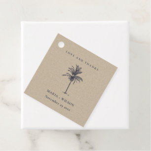 Tropical Palm Tree Navy Kraft Wedding Thanks  Favor Tags