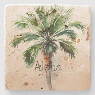 Tropical Palm Tree Ombre  Stone Coaster