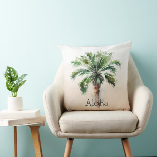 Tropical Palm Tree Ombre Throw Pillow