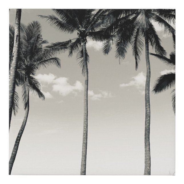 TROPICAL PALM TREE ON THE BEACH FAUX CANVAS PRINT (Front)