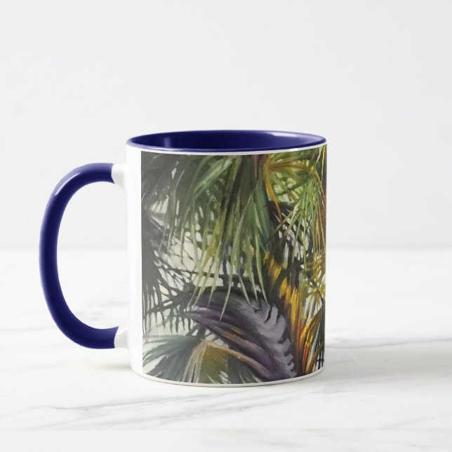 Tropical Palm Tree Original Painting Mug (Left)