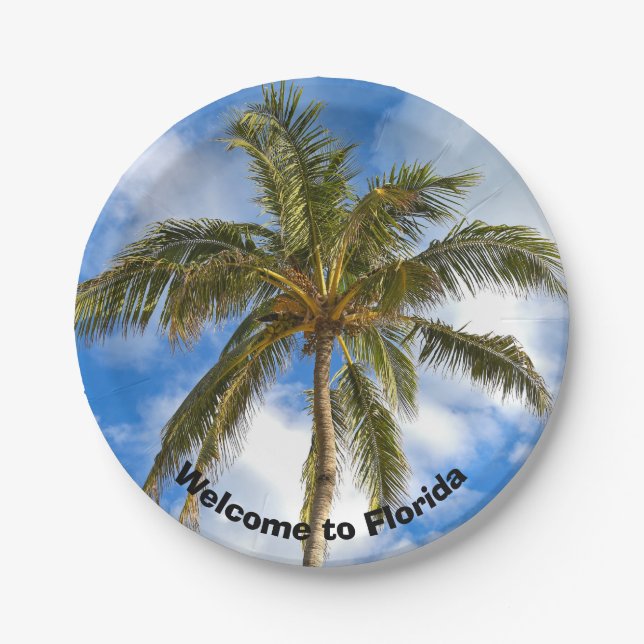 tropical palm tree paper plates (Front)