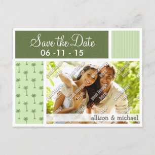 Tropical Palm Tree Pattern Announcement Postcard