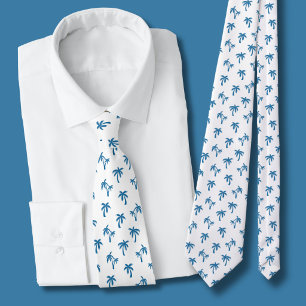 Tropical Palm Tree pattern blue Neck Tie