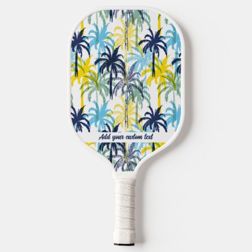 Tropical Palm Tree Pattern Custom Text Name Pickleball Paddle