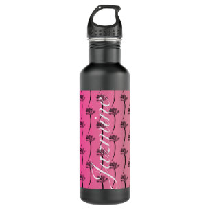Tropical Palm Tree  Pattern Pink Stainless Steel Water Bottle