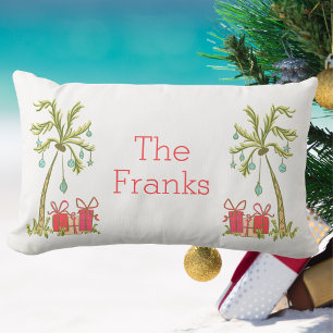 Tropical Palm Tree Personalized Christmas Lumbar Pillow