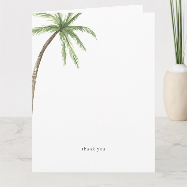 Tropical Palm Tree Personalized Folded Letterpress Thank You Card (Front)