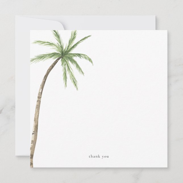 Tropical Palm Tree Personalized Square Thank You Card (Front)