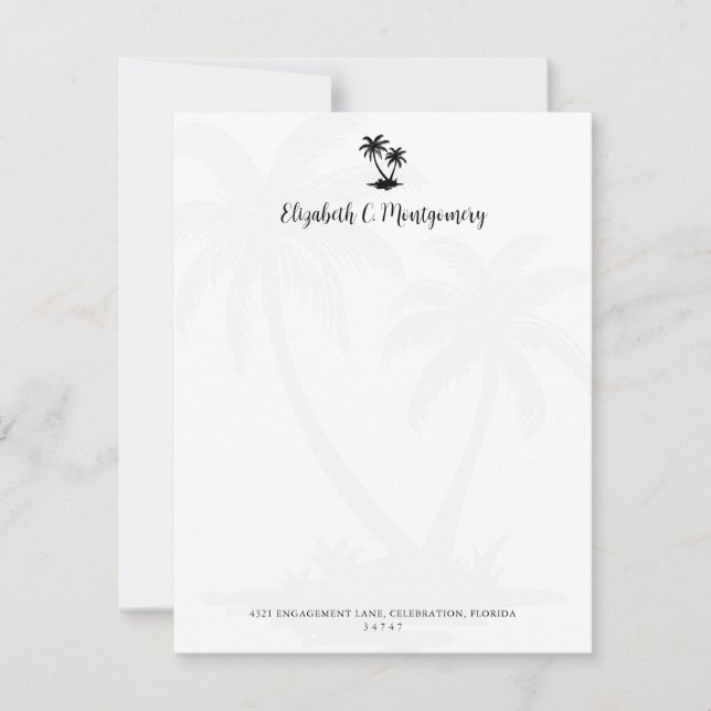Tropical Palm Tree Personalized Stationery Note Card (Front)