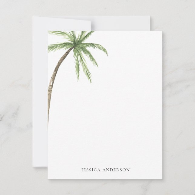 Tropical Palm Tree Personalized Thank You Card (Front)