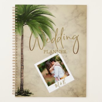 Tropical Palm Tree  Photo Elegant Gold Wedding Planner by Just_Fine_Designs at Zazzle