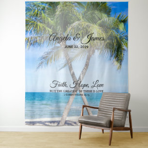 Tropical Palm Tree Photo Personalized Wedding Tapestry
