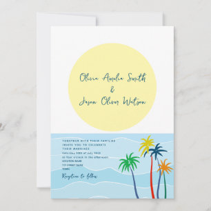 Tropical Palm Tree Photo Wedding Invitation