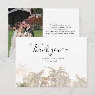 Tropical Palm Tree Photo Wedding Thank You Card