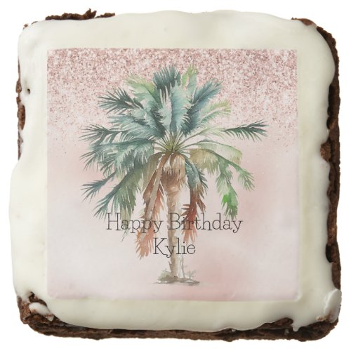 Tropical Palm Tree Pink Glitter    Brownie