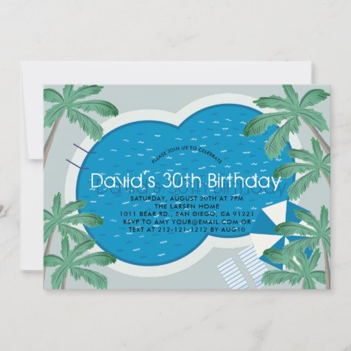 Tropical Palm Tree Pool Party Adult Birthday Invitation Zazzle
