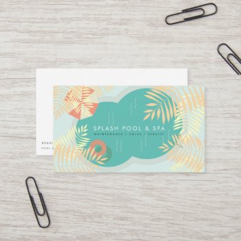 Tropical Palm Tree Pool Service Business Card by rikkas at Zazzle