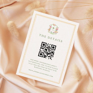Tropical Palm Tree QR Code Details Beach Wedding Enclosure Card