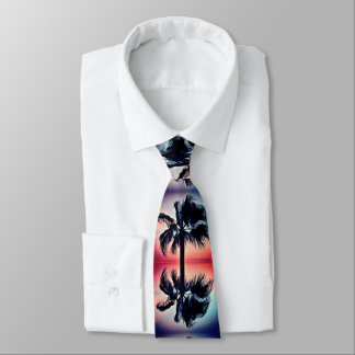 Tropical Palm Tree Reflections at Sunset Neck Tie