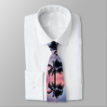Tropical Palm Tree Reflections At Sunset Tie by stdjura at Zazzle