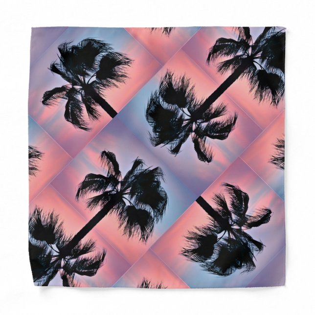 Tropical Palm Tree Reflections Pocket Square Bandana (Front)