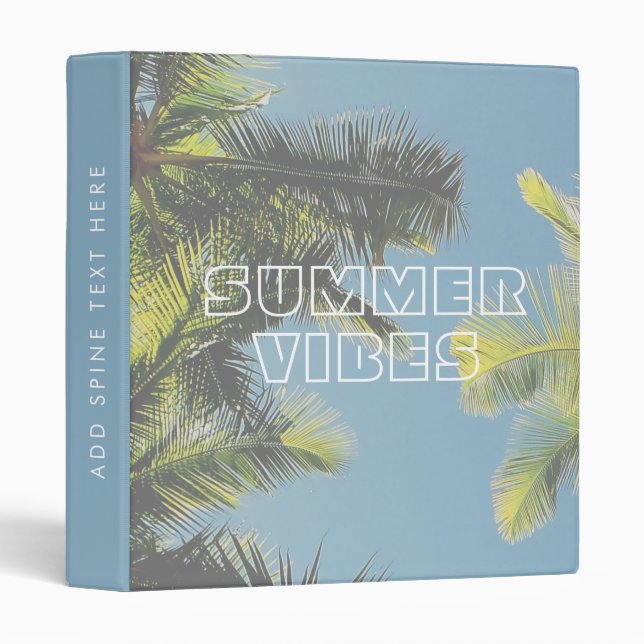Tropical Palm Tree  Retro Summer Vibes Office 3 Ring Binder (Front/Spine)