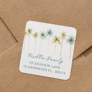 Tropical Palm Tree Return Address Sticker