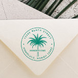 Tropical Palm Tree Round Return Address Rubber Stamp<br><div class="desc">Create your own return address self-inking stamp. For more advanced customization of this design,  please click the "Customize" button above!</div>