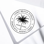 Tropical Palm Tree Round Return Address Rubber Stamp<br><div class="desc">Create your own return address self-inking stamp. For more advanced customization of this design,  please click the "Customize" button above!</div>