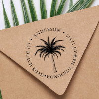 Tropical Palm Tree Round Return Address