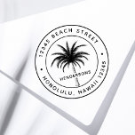 Tropical Palm Tree Round Return Address  Self-inking Stamp<br><div class="desc">Create your own return address self-inking stamp. For more advanced customization of this design,  Please click the "Customize" button above!</div>