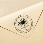 Tropical Palm Tree Round Return Address Self-inking Stamp<br><div class="desc">Create your own return address self-inking stamp. For more advanced customization of this design,  Please click the "Customize" button above!</div>