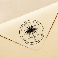 Tropical Palm Tree Round Return Address