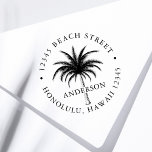 Tropical Palm Tree Round Return Address  Self-inking Stamp<br><div class="desc">Create your own return address self-inking stamp. For more advanced customization of this design,  Please click the "Customize" button above!</div>