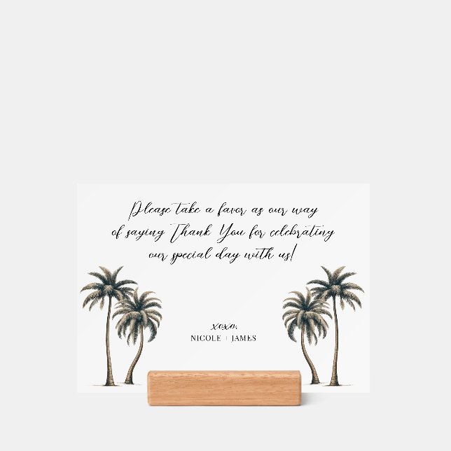 Tropical Palm Tree Rustic Coastal Wedding Favor  Holder (Woodblock)