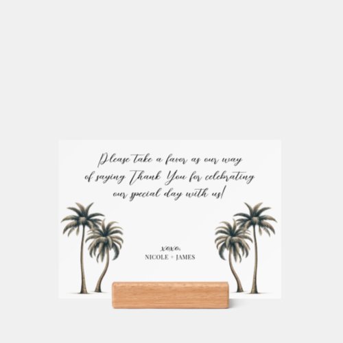 Tropical Palm Tree Rustic Coastal Wedding Favor  Holder