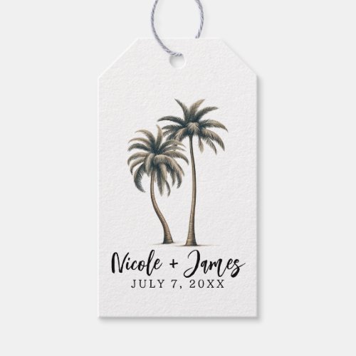 Tropical Palm Tree Rustic Coastal Wedding Gift Tags