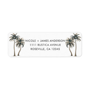 Tropical Palm Tree Rustic Coastal Wedding Label