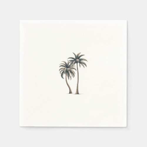 Tropical Palm Tree Rustic Coastal Wedding Napkins