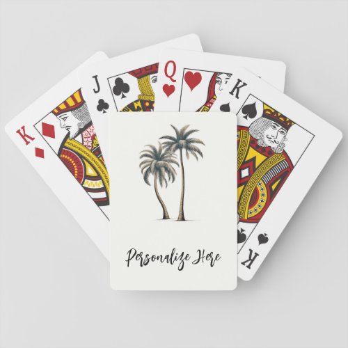 Tropical Palm Tree Rustic Coastal Wedding Poker Cards