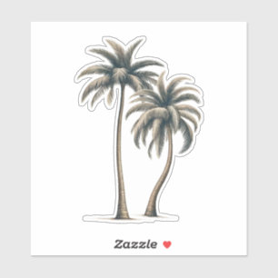 Tropical Palm Tree Rustic Coastal Wedding Sticker