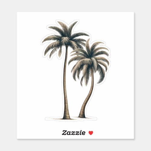 Tropical Palm Tree Rustic Coastal Wedding Sticker