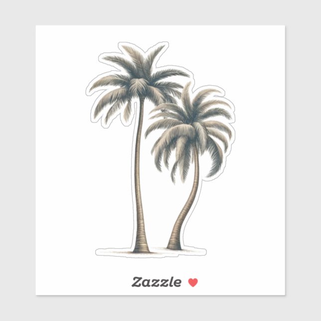 Tropical Palm Tree Rustic Coastal Wedding Sticker (Sheet)