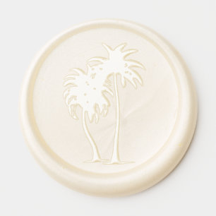 Tropical Palm Tree Rustic Coastal Wedding Wax Seal Sticker